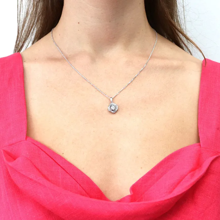 BERRICLE Flower Woven CZ Necklace and Earrings in Sterling Silver Earrings