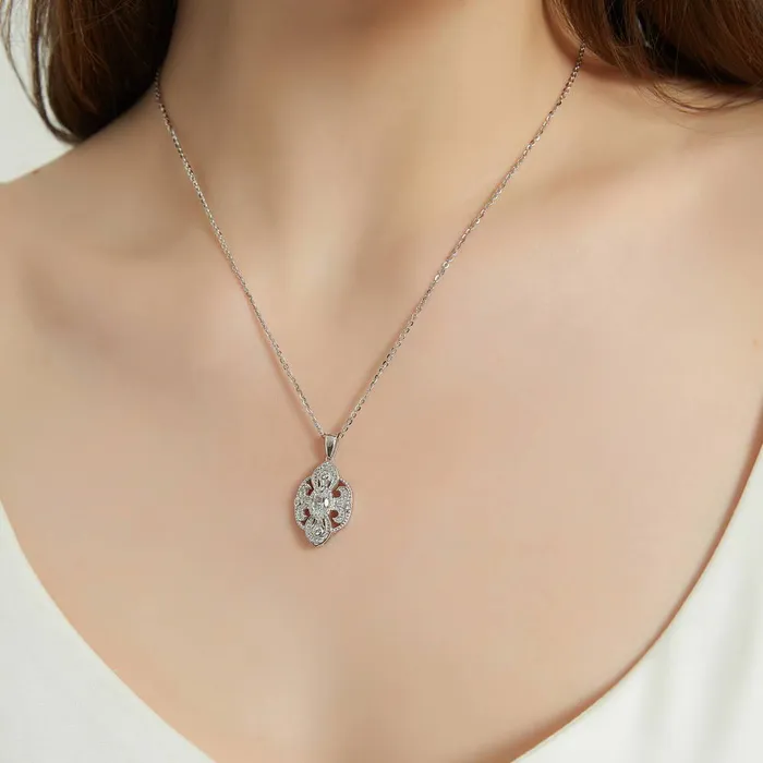 BERRICLE Milgrain CZ Pendant Necklace in Sterling Silver Necklaces