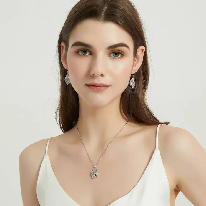 BERRICLE Milgrain CZ Pendant Necklace in Sterling Silver Necklaces
