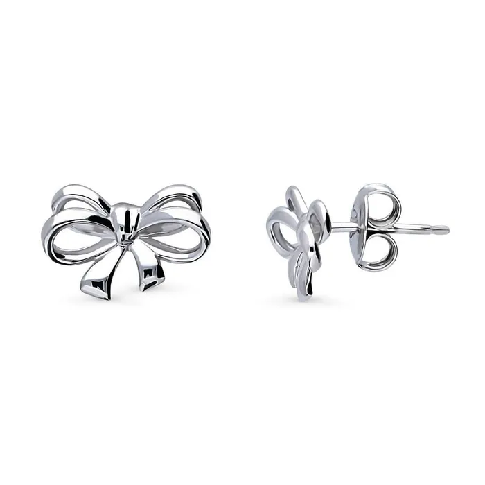 BERRICLE Necklaces Bow Tie Ribbon Necklace and Earrings in Sterling Silver