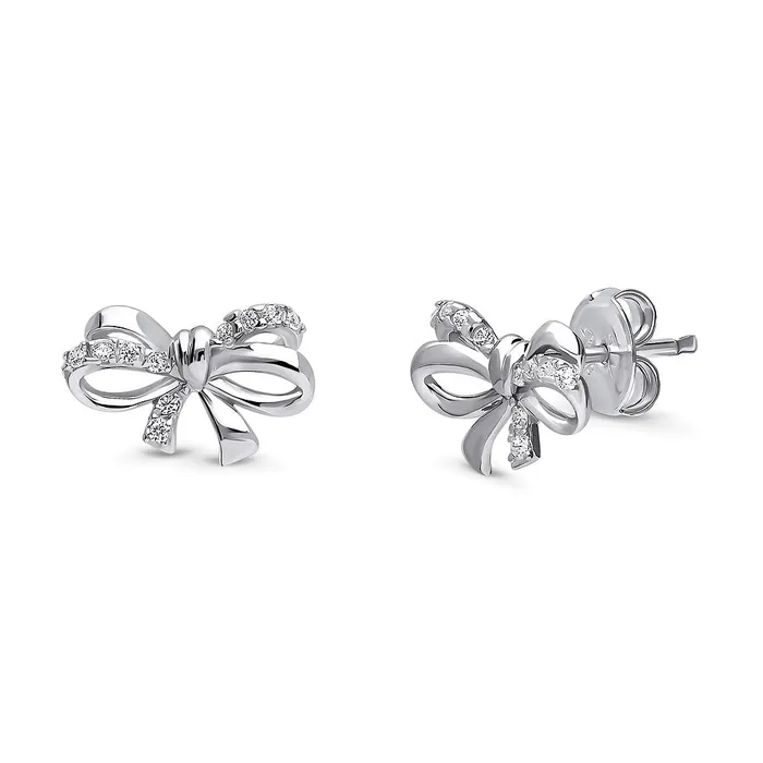 BERRICLE Necklaces Bow Tie Ribbon Necklace and Earrings in Sterling Silver