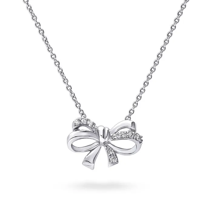 BERRICLE Necklaces Bow Tie Ribbon Necklace and Earrings in Sterling Silver