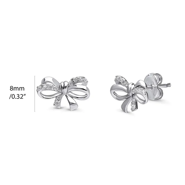 BERRICLE Necklaces Bow Tie Ribbon Necklace and Earrings in Sterling Silver