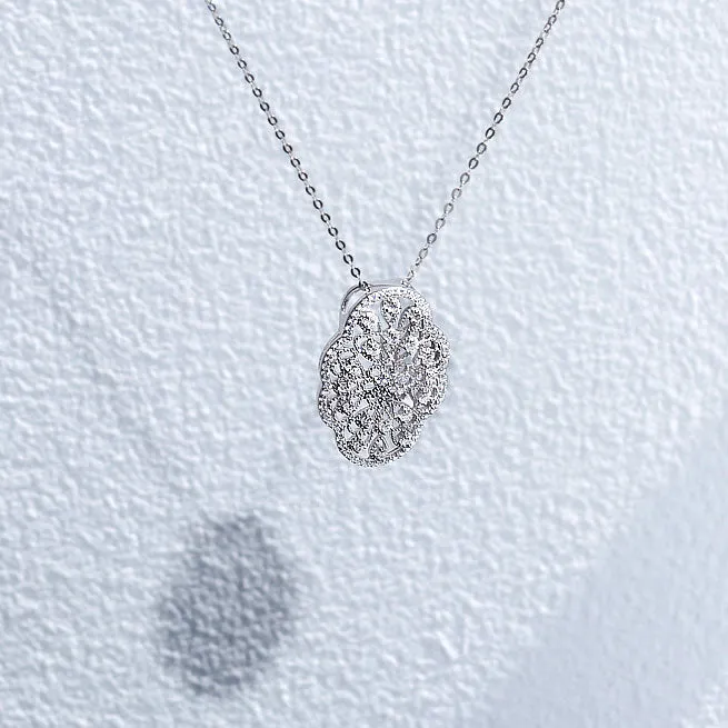 BERRICLE Necklaces Flower Art Deco CZ Necklace in Sterling Silver