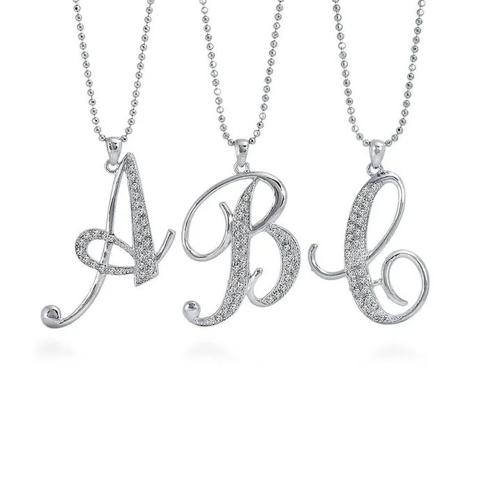 BERRICLE Necklaces Initial Letter Pendant Necklace in SilverTone