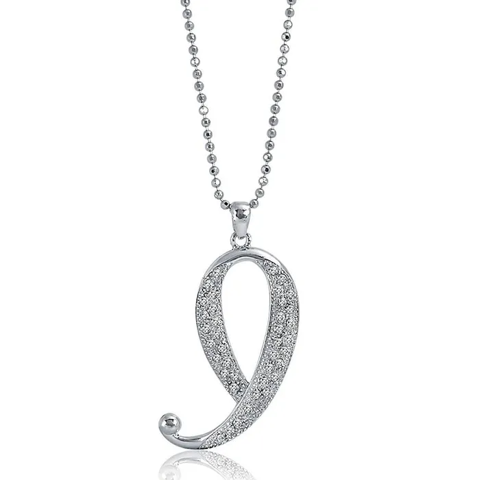 BERRICLE Necklaces Initial Letter Pendant Necklace in SilverTone