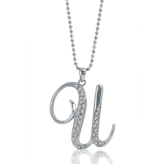 BERRICLE Necklaces Initial Letter Pendant Necklace in SilverTone