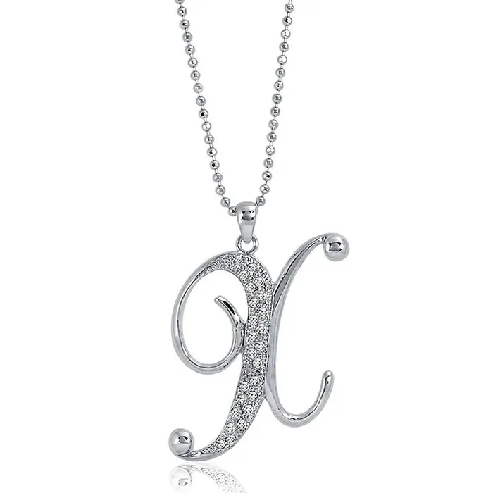 BERRICLE Necklaces Initial Letter Pendant Necklace in SilverTone