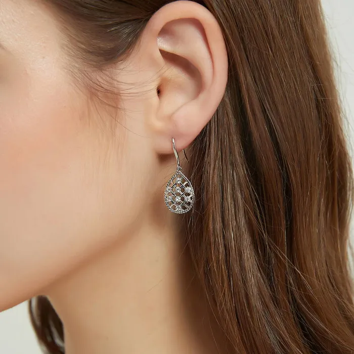 BERRICLE Necklaces Woven CZ Necklace and Earrings in Sterling Silver