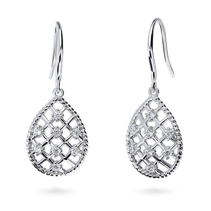 BERRICLE Necklaces Woven CZ Necklace and Earrings in Sterling Silver