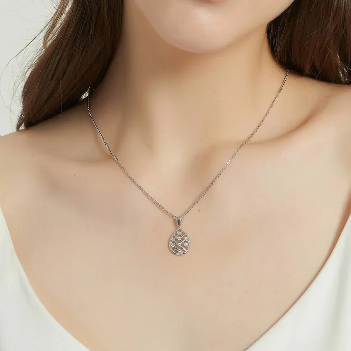 BERRICLE Necklaces Woven CZ Necklace and Earrings in Sterling Silver