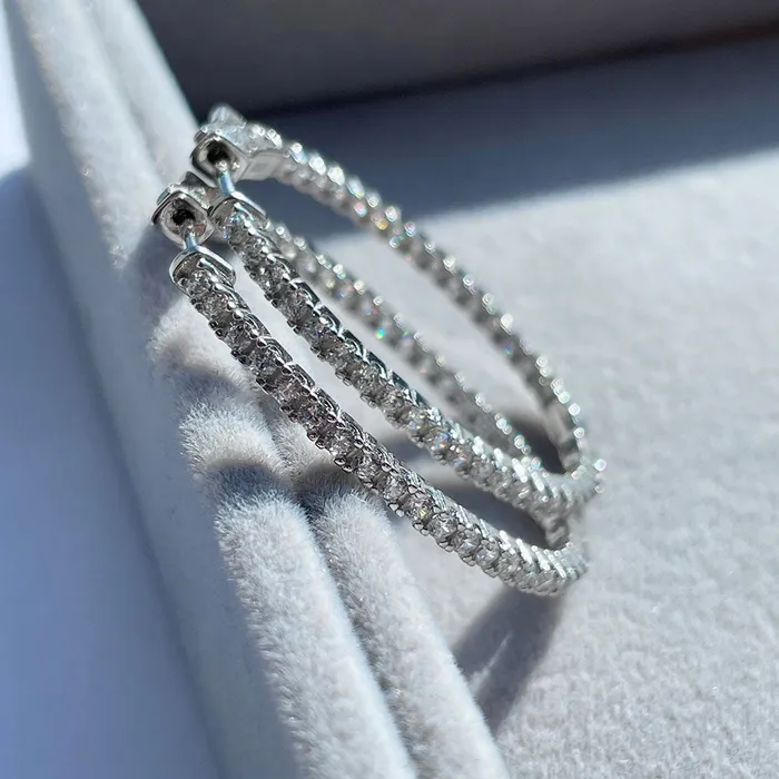BERRICLE Oval CZ InsideOut Hoop Earrings in Sterling Silver 2 Pairs Earrings