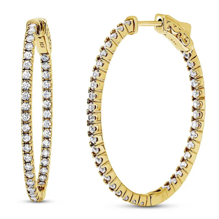 BERRICLE Oval CZ InsideOut Hoop Earrings in Sterling Silver 2 Pairs Earrings