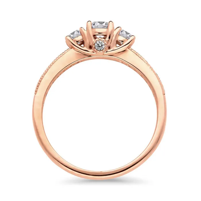 BERRICLE Rings 3Stone 025ct CZ Ring in Rose Gold Plated Sterling Silver