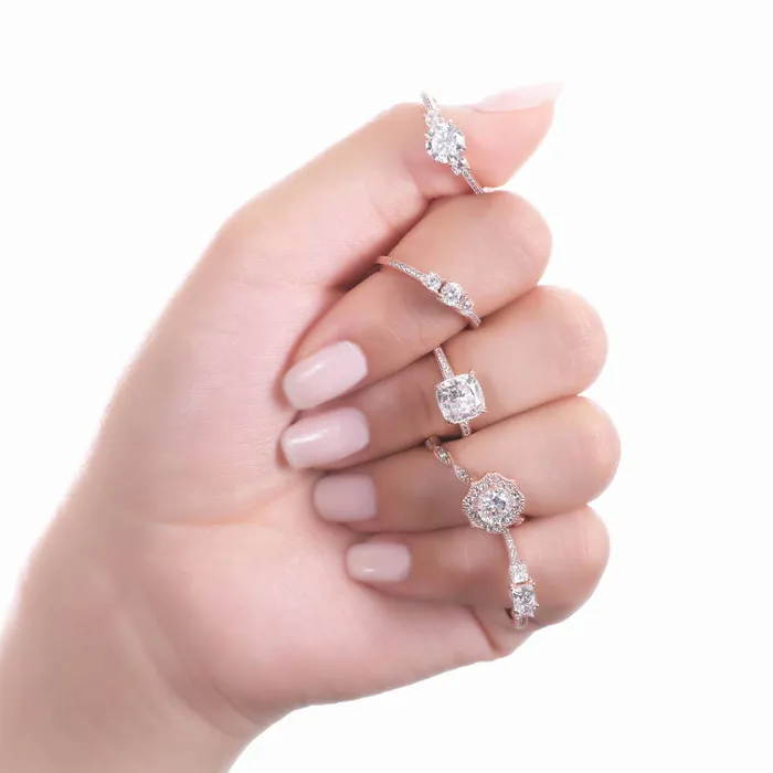 BERRICLE Rings 3Stone 025ct CZ Ring in Rose Gold Plated Sterling Silver