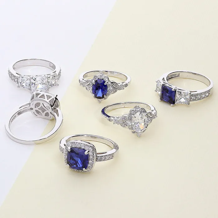 BERRICLE Rings 3Stone 16ct Princess CZ Ring in Sterling Silver