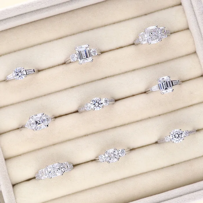 BERRICLE Rings 3Stone 16ct Princess CZ Ring in Sterling Silver