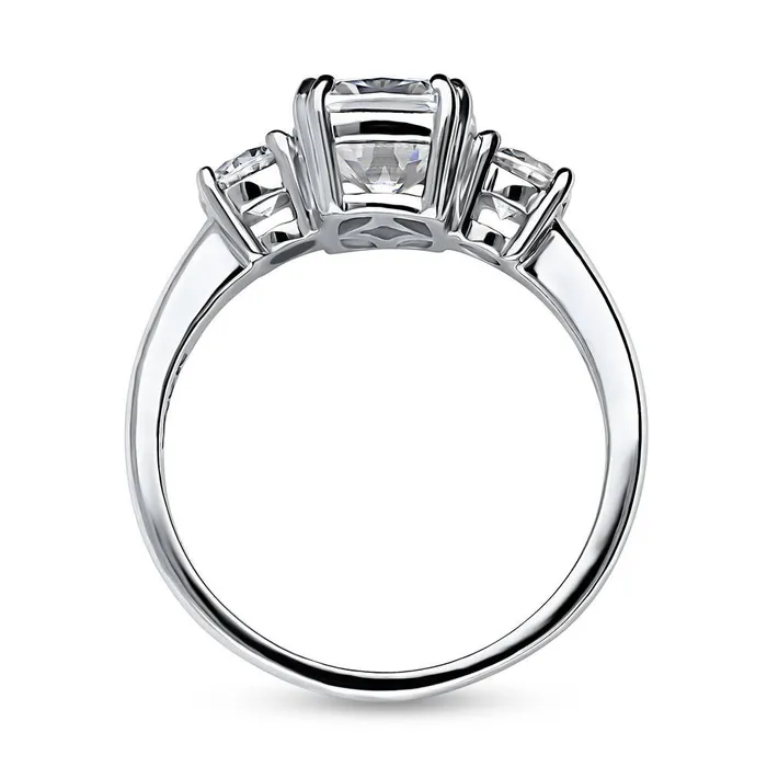 BERRICLE Rings 3Stone 26ct Cushion CZ Ring in Sterling Silver