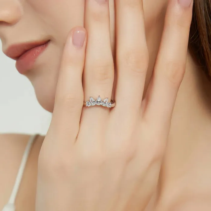 BERRICLE Rings 3Stone 5Stone 2ct Cushion CZ Ring Set in Sterling Silver