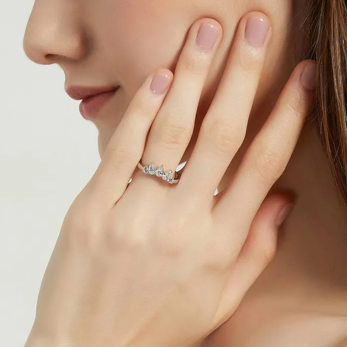 BERRICLE Rings 3Stone 5Stone 2ct Cushion CZ Ring Set in Sterling Silver
