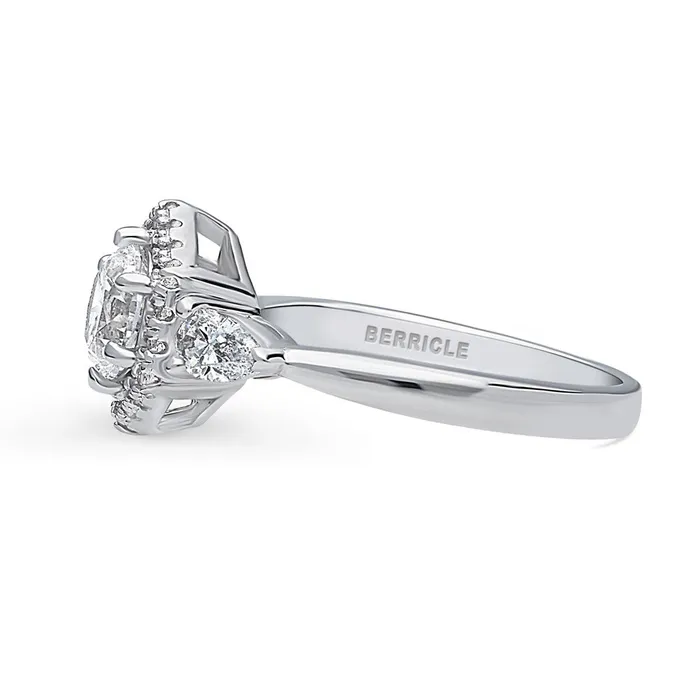 BERRICLE Rings 3Stone Hexagon 08ct CZ Ring in Sterling Silver