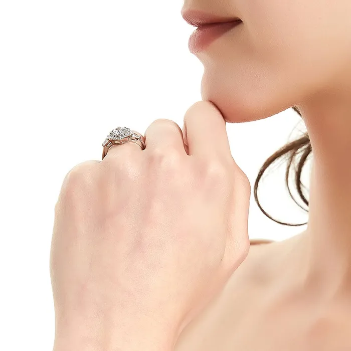 BERRICLE Rings 3Stone Hexagon 08ct CZ Ring in Sterling Silver