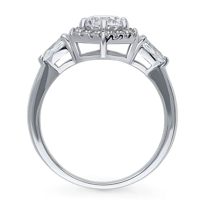 BERRICLE Rings 3Stone Hexagon 08ct CZ Ring in Sterling Silver