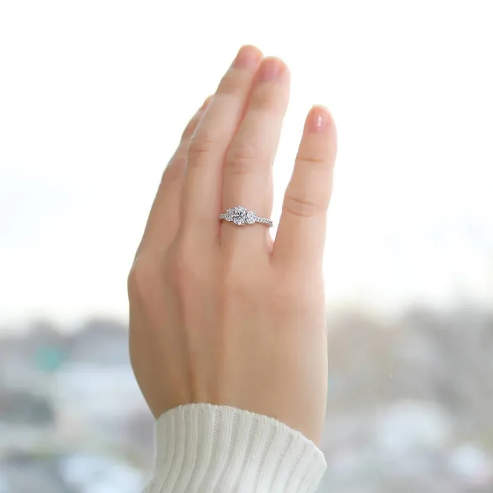 BERRICLE Rings 3Stone Wishbone 04ct Oval CZ Ring Set in Sterling Silver