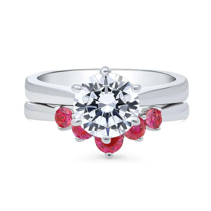 BERRICLE Rings 5Stone Solitaire 2ct CZ Ring Set in Sterling Silver
