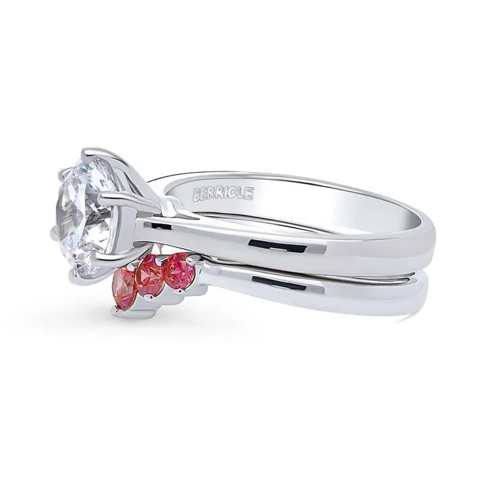 BERRICLE Rings 5Stone Solitaire 2ct CZ Ring Set in Sterling Silver