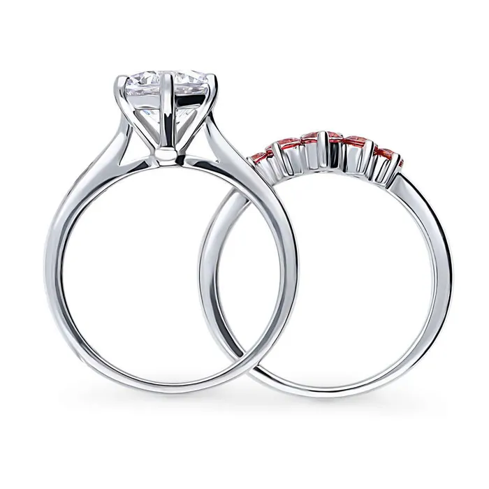BERRICLE Rings 5Stone Solitaire 2ct CZ Ring Set in Sterling Silver