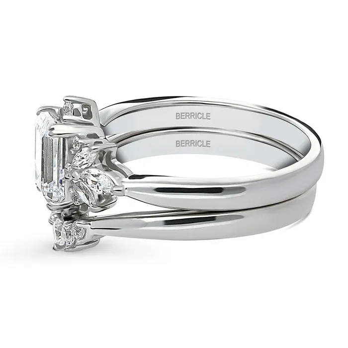 BERRICLE Rings Art Deco Wishbone CZ Stackable Ring Set in Sterling Silver