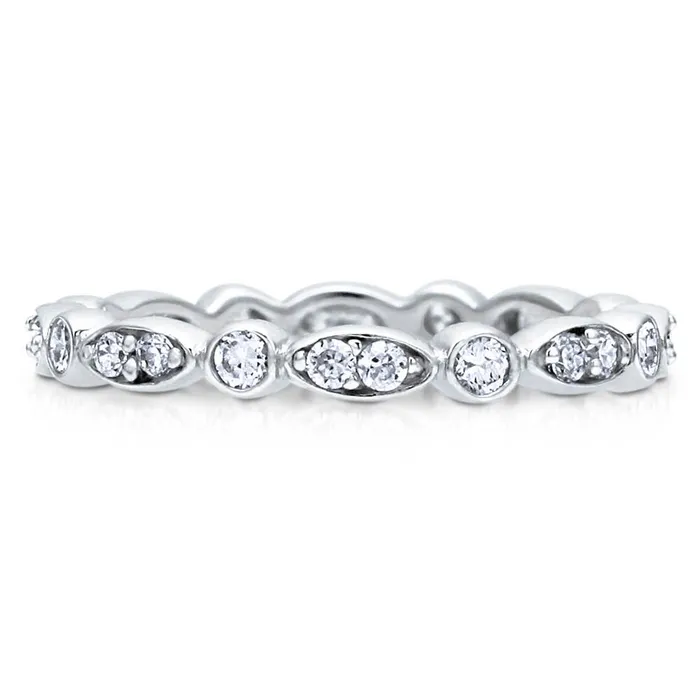 BERRICLE Rings Bubble Bezel CZ Eternity Ring in Sterling Silver