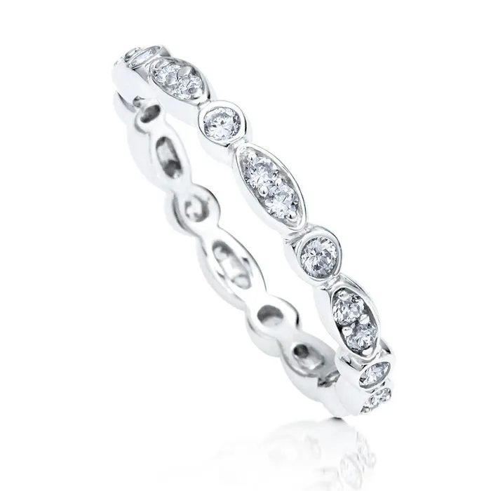 BERRICLE Rings Bubble Bezel CZ Eternity Ring in Sterling Silver