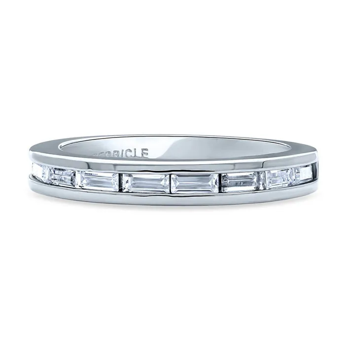 BERRICLE Rings Channel Baguette CZ Eternity Ring in Sterling Silver
