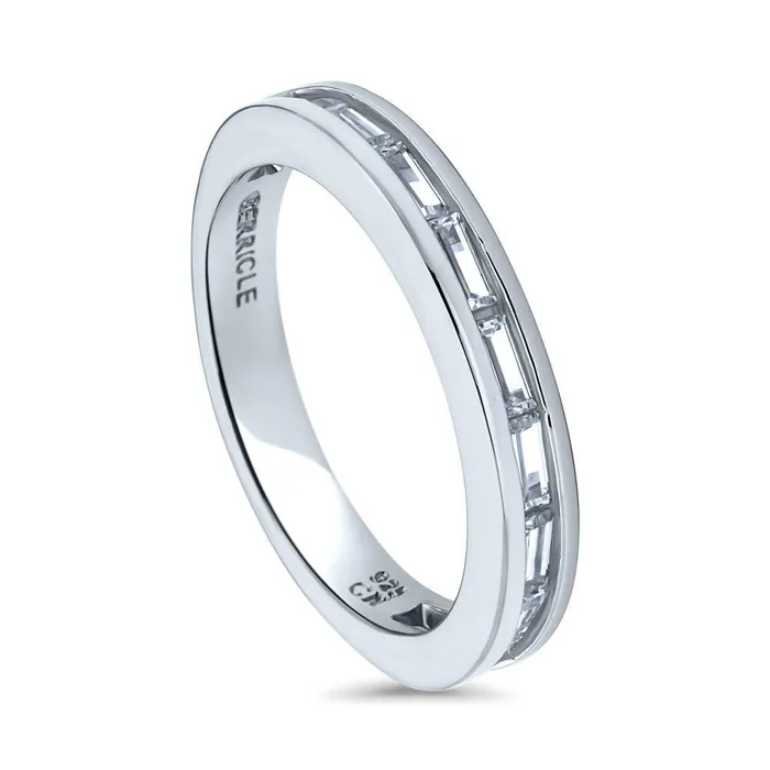 BERRICLE Rings Channel Baguette CZ Eternity Ring in Sterling Silver
