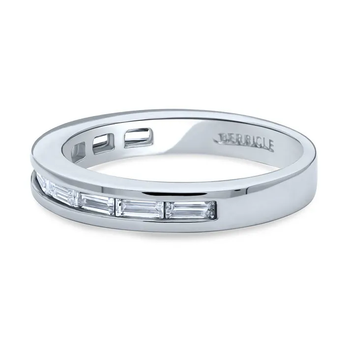BERRICLE Rings Channel Baguette CZ Eternity Ring in Sterling Silver