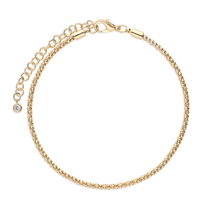 BERRICLE Rings CZ Popcorn Chain Anklet in GoldTone
