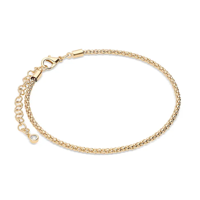 BERRICLE Rings CZ Popcorn Chain Anklet in GoldTone