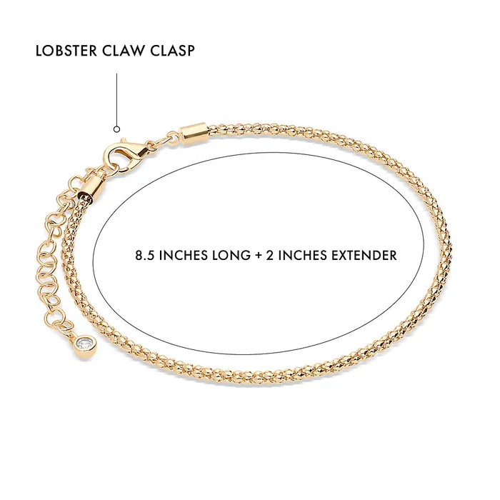 BERRICLE Rings CZ Popcorn Chain Anklet in GoldTone