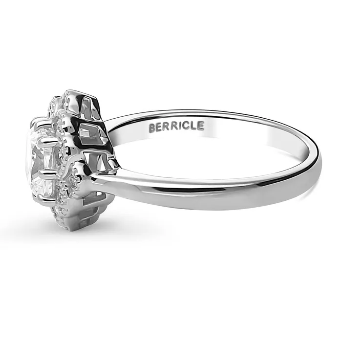 BERRICLE Rings Flower Halo CZ Ring in Sterling Silver