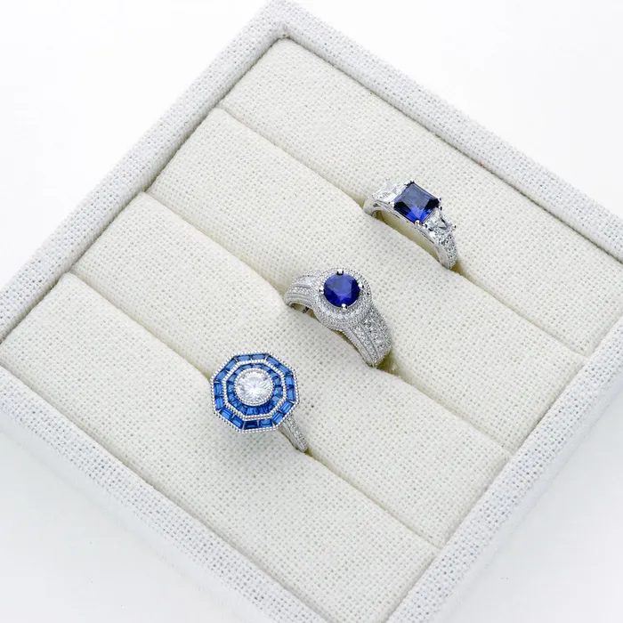 BERRICLE Rings Halo Art Deco CZ Ring in Sterling Silver