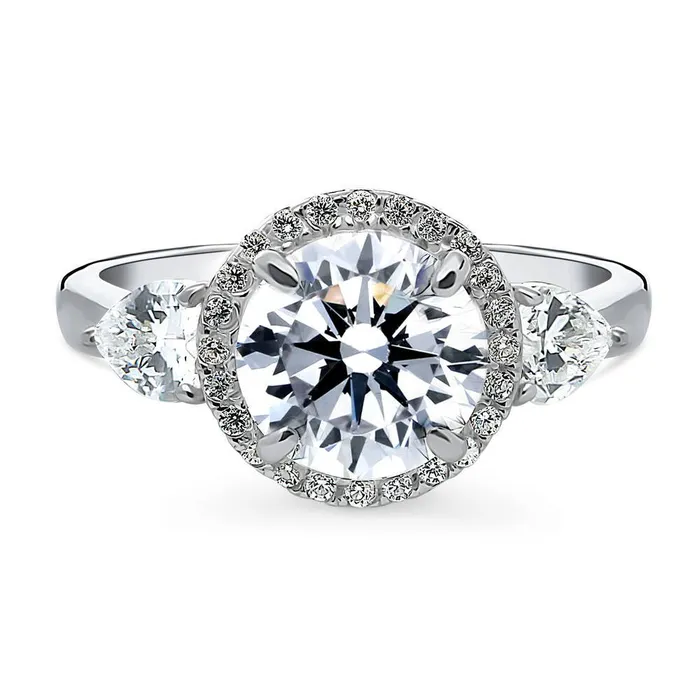 BERRICLE Rings Halo CZ Ring in Sterling Silver