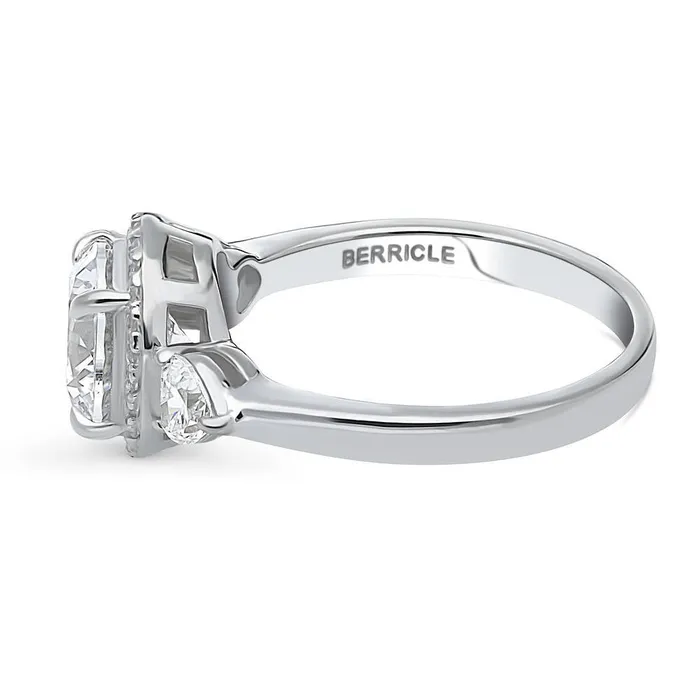 BERRICLE Rings Halo CZ Ring in Sterling Silver