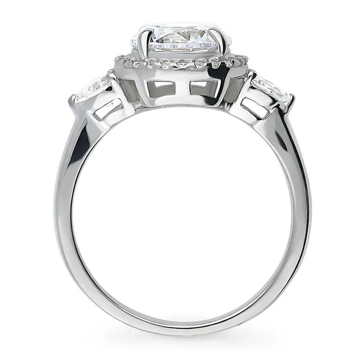 BERRICLE Rings Halo CZ Ring in Sterling Silver