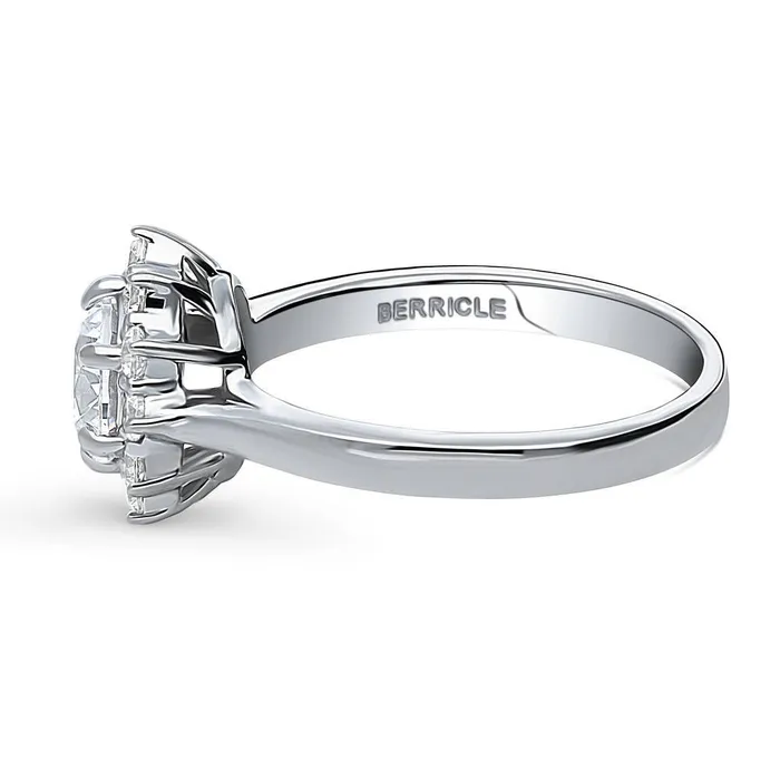 BERRICLE Rings Halo CZ Ring in Sterling Silver