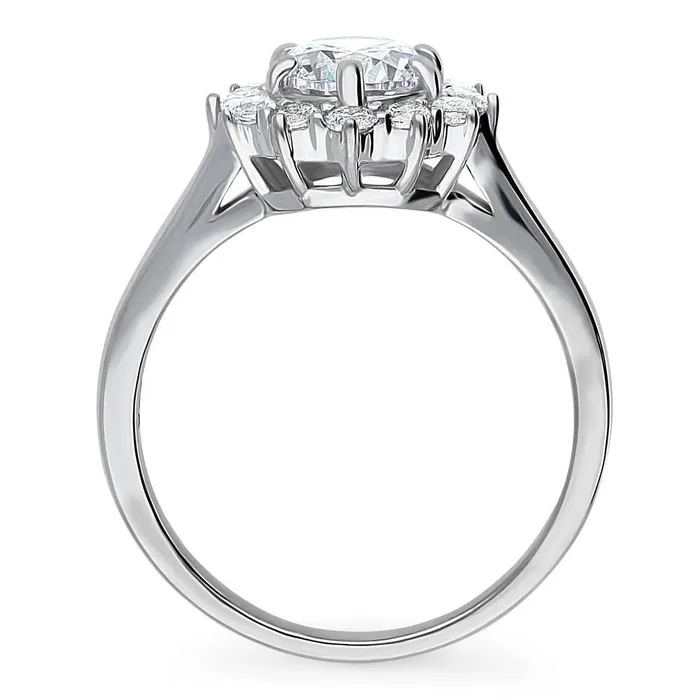 BERRICLE Rings Halo CZ Ring in Sterling Silver