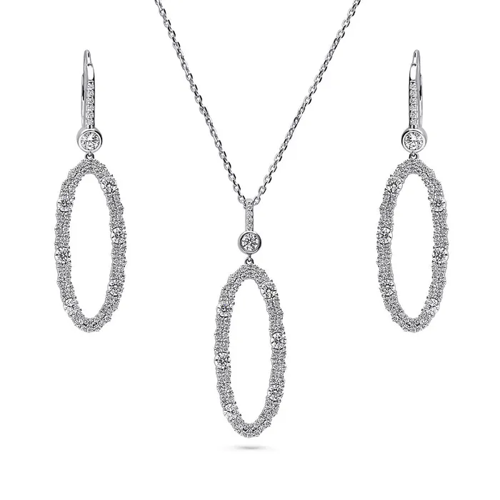 BERRICLE Rings Open Oval Cluster CZ Set in Sterling Silver