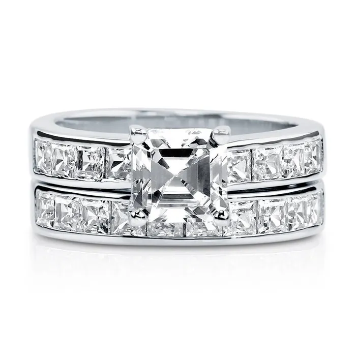 BERRICLE Rings Solitaire 16ct Asscher CZ Ring Set in Sterling Silver