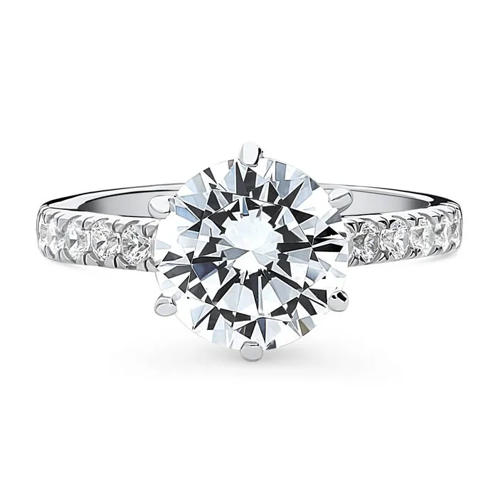 BERRICLE Rings Solitaire 27ct CZ Ring in Sterling Silver